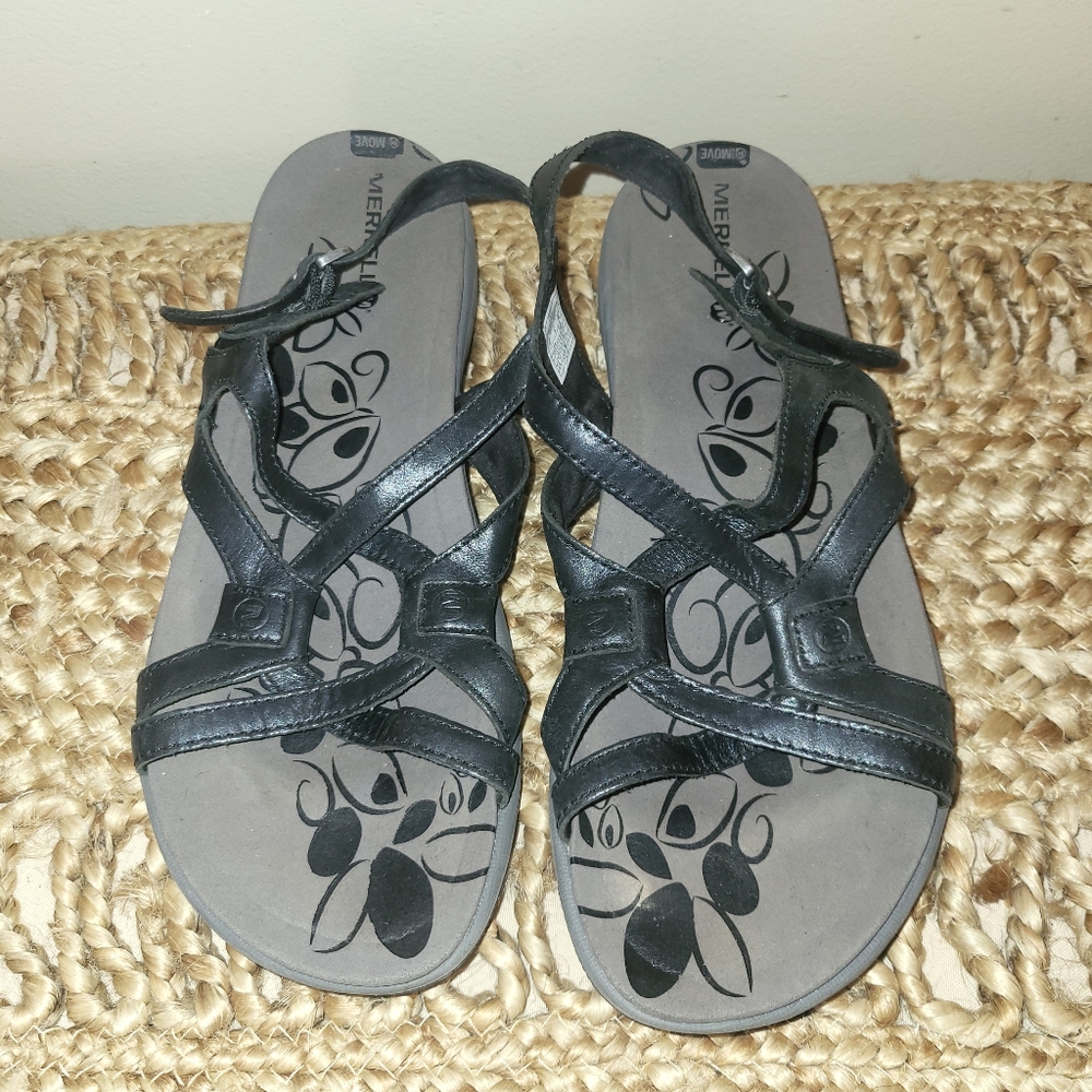 Merrell Black Agave 2 Lavish Leather Sandal Size 11